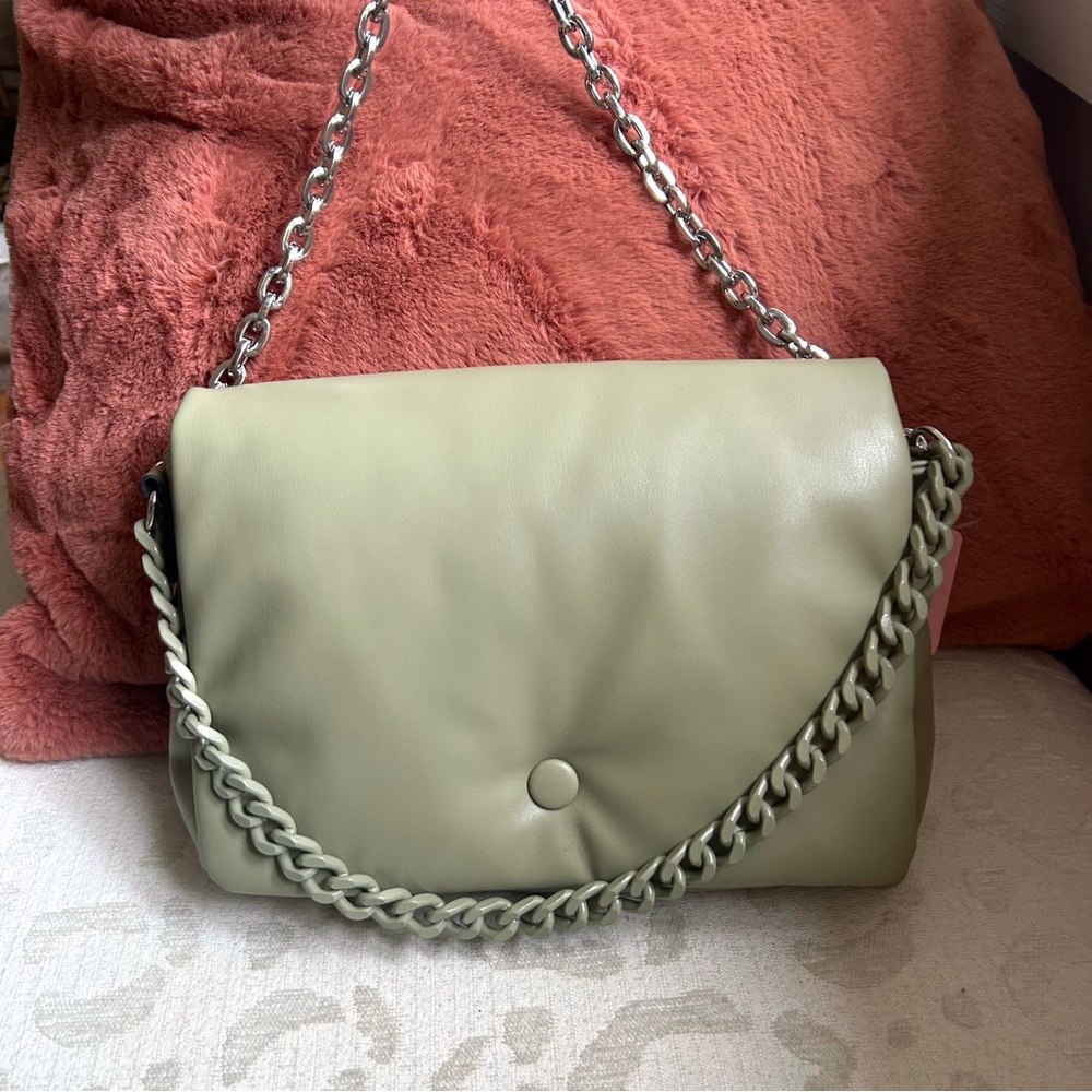Top Shop Olive Green Chain Padded Shoulder Bag - Picture 8 of 8